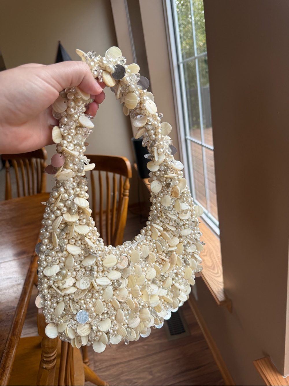 Pearl & Shell Embellished Handbag - Ivory - Picture 6 of 6